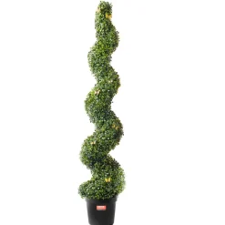 VEVOR Artificial Boxwood Topiary Tree, 60 inch Tall (2 Pieces), Spiral Faux Topiary Trees, Faux Plant w/ Extra Leaves & Pot & Small Decoration, UV Rated Greenery Set for Home Decor Indoor/Outdoor
