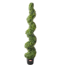 VEVOR Artificial Boxwood Topiary Tree, 60 inch Tall (2 Pieces), Spiral Faux Topiary Trees, Faux Plant w/ Extra Leaves & Pot & Small Decoration, UV Rated Greenery Set for Home Decor Indoor/Outdoor