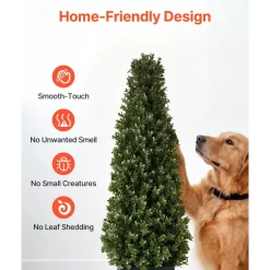 VEVOR Artificial Boxwood Topiary 3.3 Ft Set of 2 with Sturdy Pot Greenery, Premium PE Fake Trees, Year-Round Indoor & Outdoor Faux Green Plant for Front Door, Entryway, Porch, Balcony, Patio, Garden
