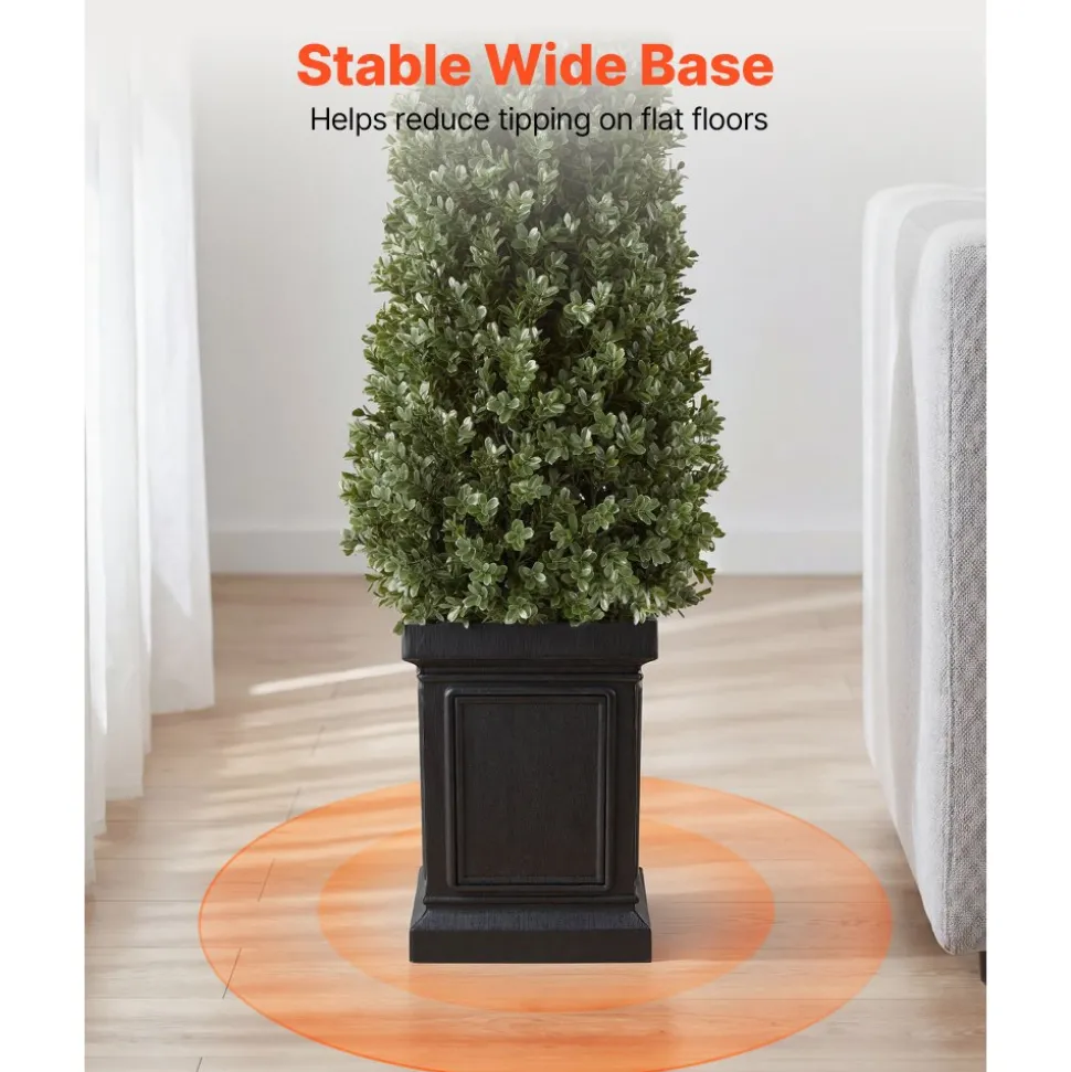 VEVOR Artificial Boxwood Topiary 3.3 Ft Set of 2 with Sturdy Pot Greenery, Premium PE Fake Trees, Year-Round Indoor & Outdoor Faux Green Plant for Front Door, Entryway, Porch, Balcony, Patio, Garden