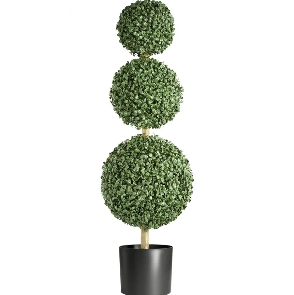 VEVOR Artificial Boxwood Topiary Triple Ball 3 Ft Set of 2 Greenery Decor, Premium PE Fake Trees, Year-Round Indoor & Outdoor Faux Green Plant for Front Door, Entryway, Porch, Balcony, Patio, Garden