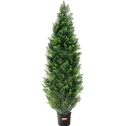 VEVOR Artificial Cedar Topiary Tree, 48 inch Tall (2 Pieces), with Extra Leaves & Pot Faux Evergreen Fake Pine Cypress Trees Plant, UV Rated Artificial Greenery Set for Home Decor Indoor/Outdoor