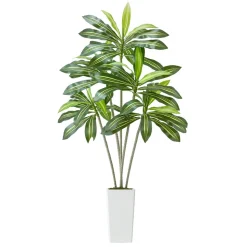 VEVOR Artificial Dracaena Tree 6 ft, Fake Palm Tropical Plants with White Tall Planter, Faux Floor Silk Plant in Pot, Large Trees for Home Office Living Room Decor House Warming, Indoor Outdoor