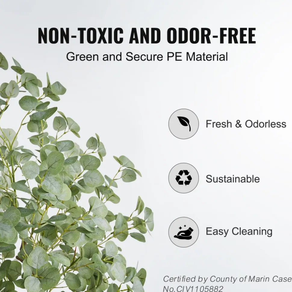 VEVOR Artificial Eucalyptus Tree, 6 FT Tall Faux Plant, Secure PE Material & Anti-Tip Tilt Protection Low-Maintenance Plant, Lifelike Green Fake Potted Tree for Home Office Decor Indoor Outdoor