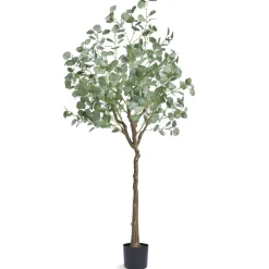 VEVOR Artificial Eucalyptus Tree, 6 FT Tall Faux Plant, Secure PE Material & Anti-Tip Tilt Protection Low-Maintenance Plant, Lifelike Green Fake Potted Tree for Home Office Decor Indoor Outdoor
