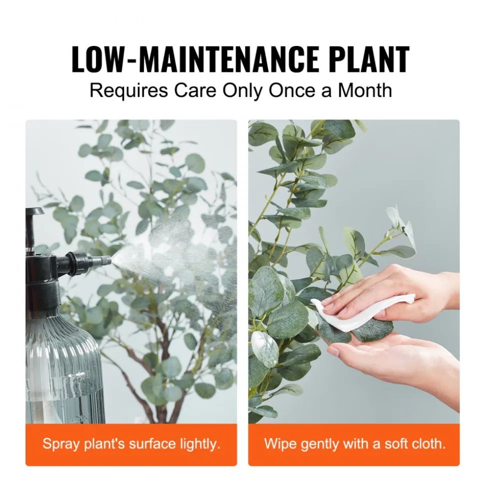 VEVOR Artificial Eucalyptus Tree, 6 FT Tall Faux Plant, Secure PE Material & Anti-Tip Tilt Protection Low-Maintenance Plant, Lifelike Green Fake Potted Tree for Home Office Decor Indoor Outdoor