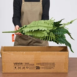 VEVOR Artificial Ferns, 45 Inch Fake Boston Fern Bush Plant with 63 Fronds, Faux Greenery for Indoor/Outdoor Decor, Silk & LDPE, Suitable for Home Porch Garden Office Living Room Planter, Set of 2