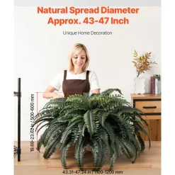 VEVOR Artificial Ferns, Natural Spread Diameter 43-47 Inch, Large Hanging Artificial Boston Ferns, Fake Plant Wall Decor with 88 Branches, Faux Fern for Home Office and Outdoor (Flowerpot Unincluded)