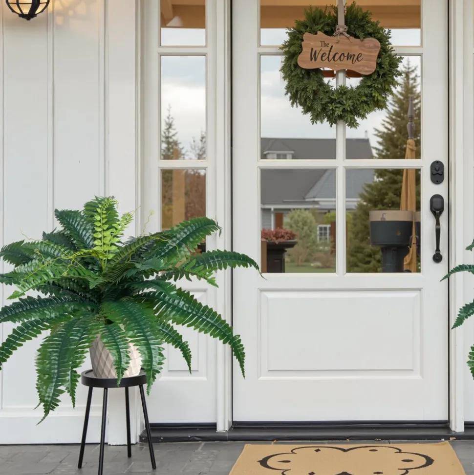 VEVOR Artificial Ferns 2 Pcs, Natural Spread Diameter 31-34 Inch, Large Hanging Artificial Boston Ferns, Fake Plant Wall Decor with 30 Branches, Faux Fern for Home and Office (Flowerpot Unincluded)