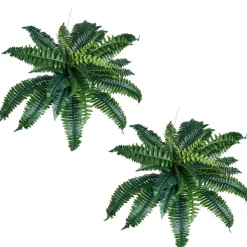VEVOR Artificial Ferns 2 Pcs, Natural Spread Diameter 31-34 Inch, Large Hanging Artificial Boston Ferns, Fake Plant Wall Decor with 30 Branches, Faux Fern for Home and Office (Flowerpot Unincluded)