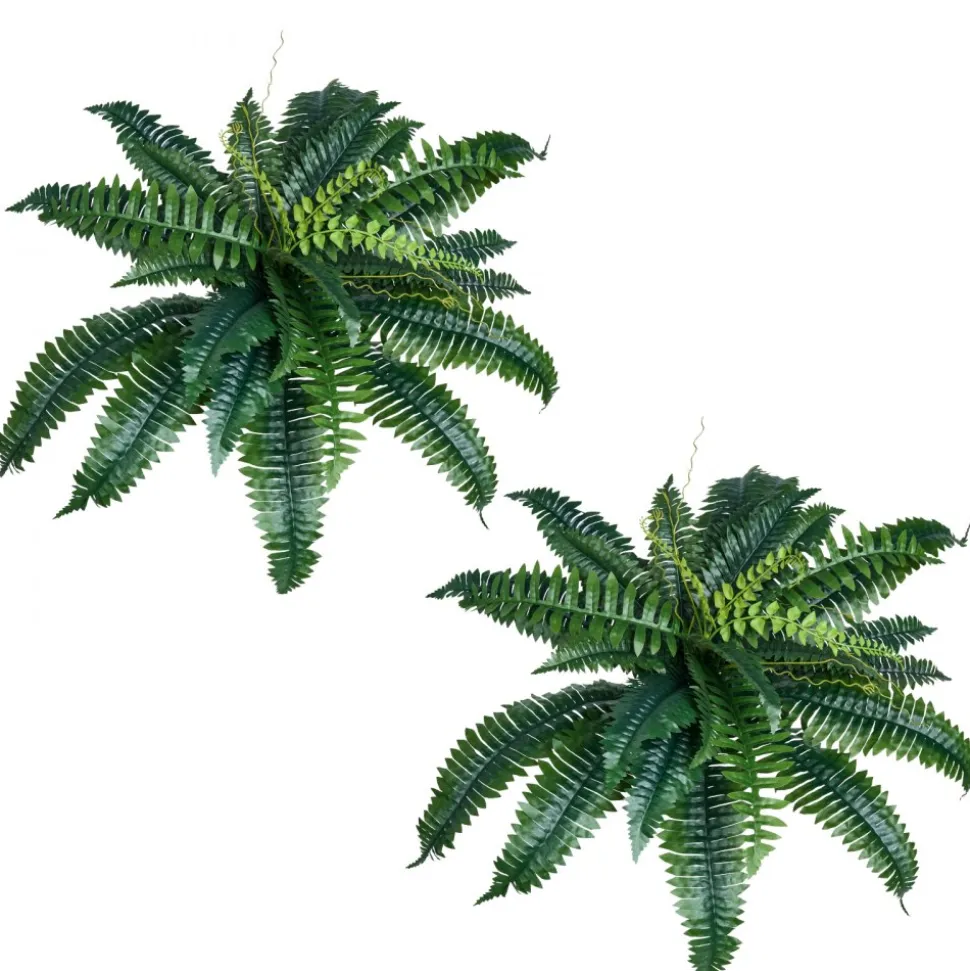 VEVOR Artificial Ferns 2 Pcs, Natural Spread Diameter 31-34 Inch, Large Hanging Artificial Boston Ferns, Fake Plant Wall Decor with 30 Branches, Faux Fern for Home and Office (Flowerpot Unincluded)