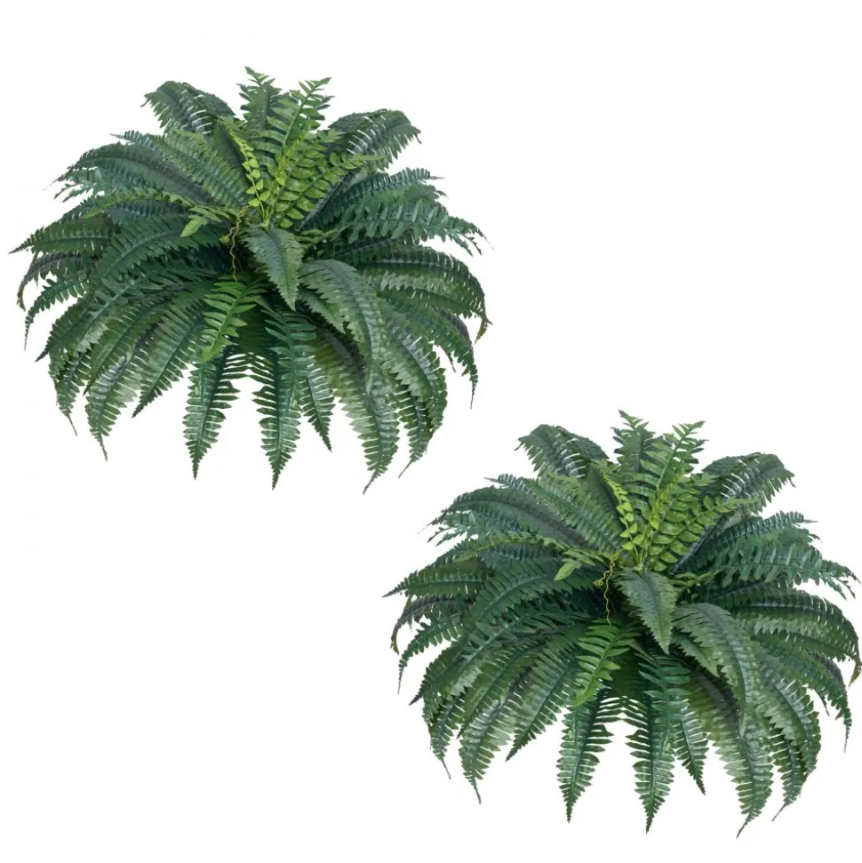 VEVOR Artificial Ferns 2 Pcs, Natural Spread Diameter 43-47 Inch, Large Hanging Artificial Boston Ferns, Fake Plant Wall Decor with 50 Branches, Faux Fern for Home and Office (Flowerpot Unincluded)