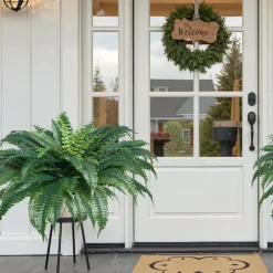 VEVOR Artificial Ferns 2 Pcs, Natural Spread Diameter 43-47 Inch, Large Hanging Artificial Boston Ferns, Fake Plant Wall Decor with 50 Branches, Faux Fern for Home and Office (Flowerpot Unincluded)