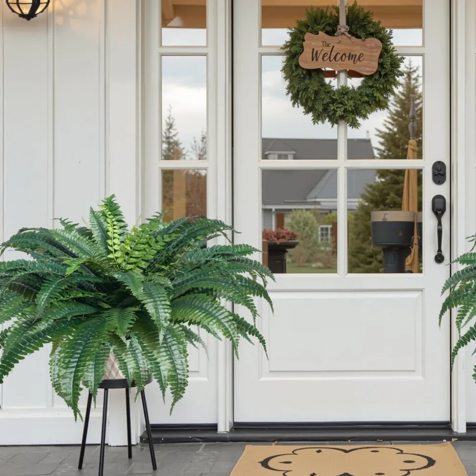 VEVOR Artificial Ferns 2 Pcs, Natural Spread Diameter 43-47 Inch, Large Hanging Artificial Boston Ferns, Fake Plant Wall Decor with 50 Branches, Faux Fern for Home and Office (Flowerpot Unincluded)