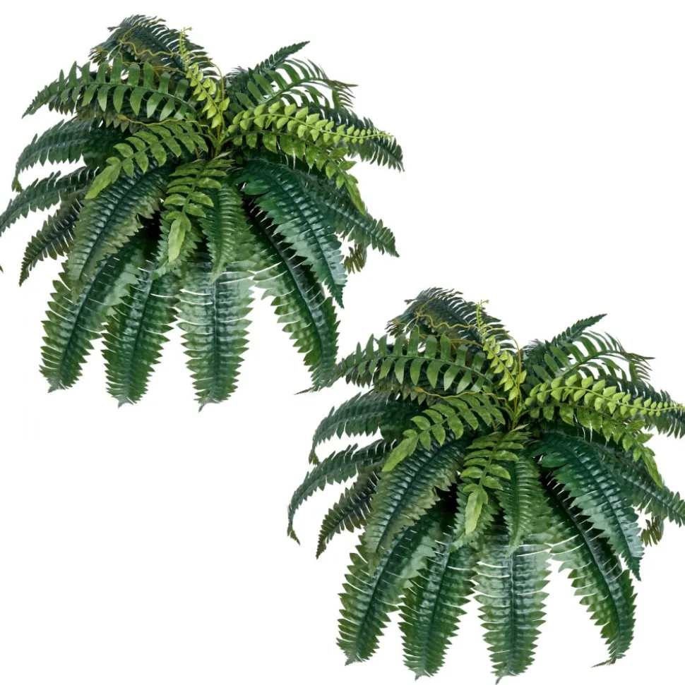 VEVOR Artificial Ferns 2 Pcs, Natural Spread Diameter 35-39 Inch, Large Hanging Artificial Boston Ferns, Fake Plant Wall Decor with 35 Branches, Faux Fern for Home and Office (Flowerpot Unincluded)