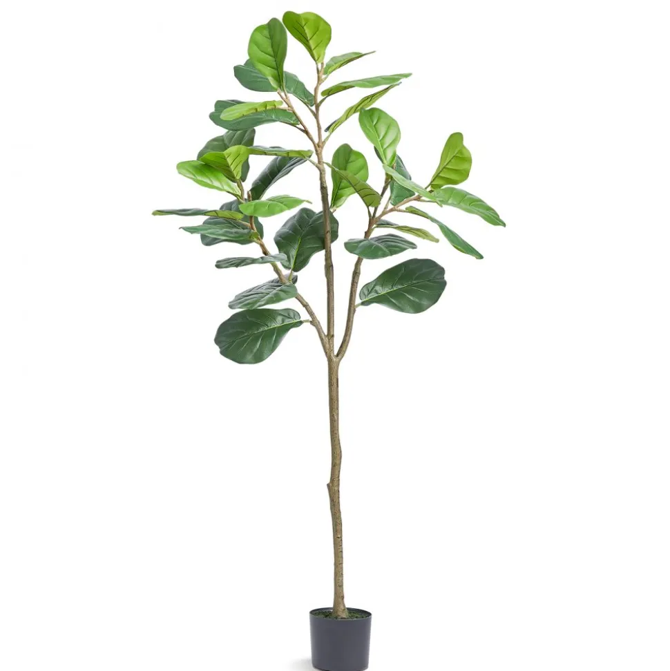 VEVOR Artificial Fiddle Leaf Fig Tree, 5 FT, Secure PE Material & Anti-Tip Tilt Protection Low-Maintenance Faux Plant, Lifelike Green Fake Potted Tree for Home Office Warehouse Decor Indoor Outdoor
