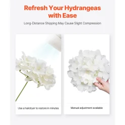 VEVOR Artificial Flowers, 305 pcs Real Looking White Silk Fake Hydrangea Bulk, White Faux Bridal Shower with Stems for DIY Wedding Bouquets, Home Centerpieces Arrangements, Party Tables Decorations
