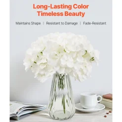 VEVOR Artificial Flowers, 305 pcs Real Looking White Silk Fake Hydrangea Bulk, White Faux Bridal Shower with Stems for DIY Wedding Bouquets, Home Centerpieces Arrangements, Party Tables Decorations