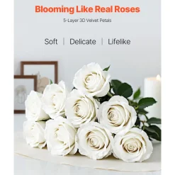 VEVOR Artificial Flowers, 120 pcs Real Looking White Foam Fake Roses Bulk, White Faux Bridal Shower with Stems for DIY Wedding Bouquets, Home Centerpieces Arrangements, Party Tables Decorations