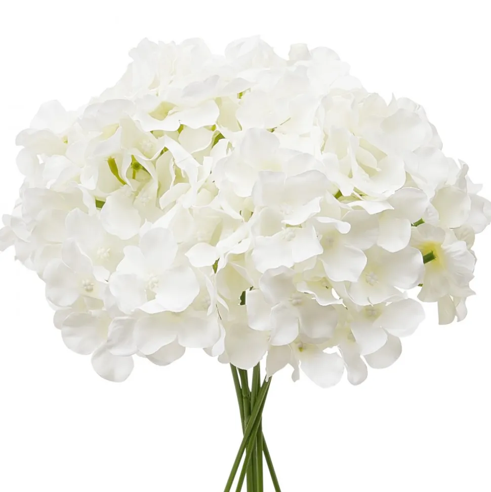 VEVOR Artificial Flowers, 205 pcs Real Looking White Silk Fake Hydrangea Bulk, White Faux Bridal Shower with Stems for DIY Wedding Bouquets, Home Centerpieces Arrangements, Party Tables Decorations