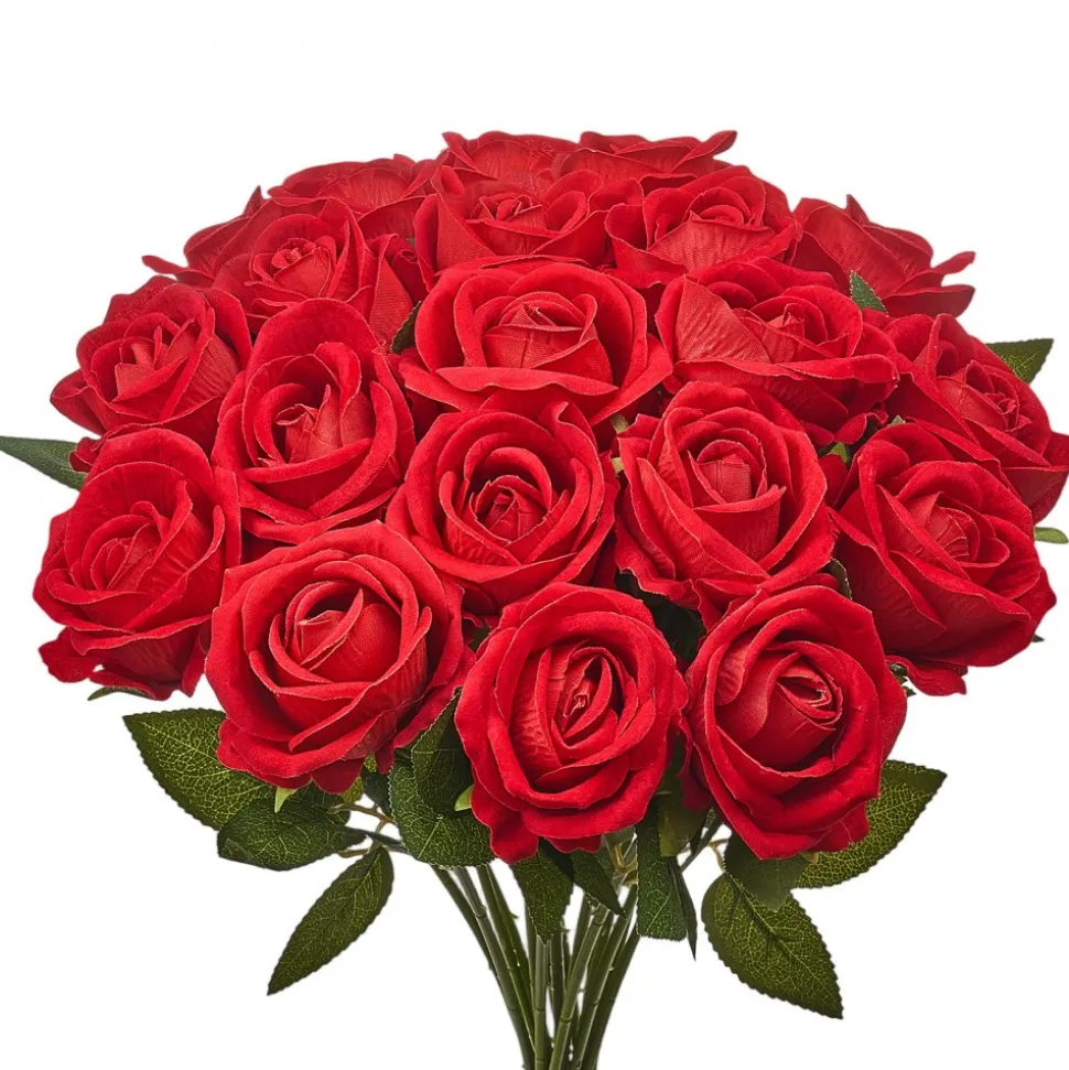 VEVOR Artificial Flowers, 60 pcs Real Looking Red Foam Fake Roses Bulk, Faux Red Bridal Shower with Stems for DIY Wedding Bouquets, Home Centerpieces Arrangements, Party Tables Decorations