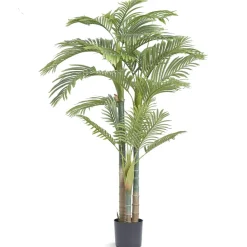 VEVOR Artificial Gold Cane Palm Tree, 6.5 FT Tall Faux Plant, PE Material & Anti-Tip Tilt Protection Low-Maintenance Plant, Lifelike Green Fake Tree for Home Office Warehouse Decor Indoor Outdoor