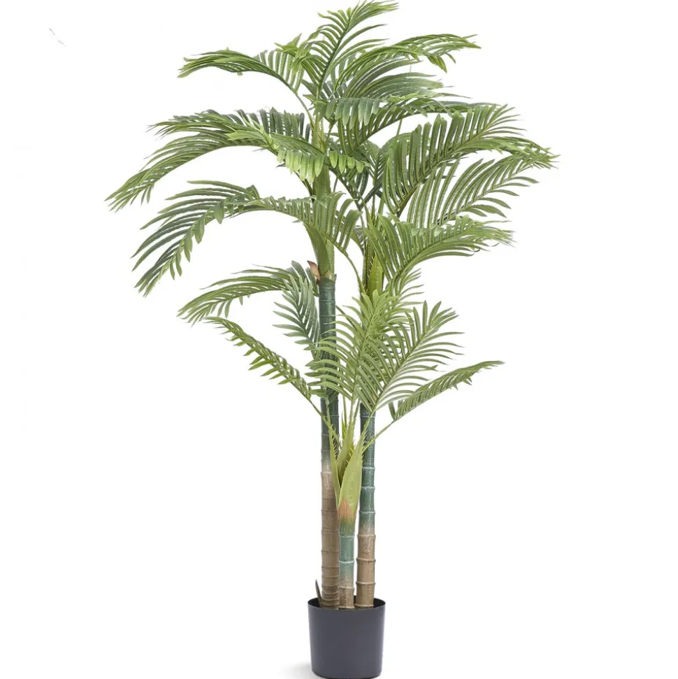 VEVOR Artificial Gold Cane Palm Tree, 6.5 FT Tall Faux Plant, PE Material & Anti-Tip Tilt Protection Low-Maintenance Plant, Lifelike Green Fake Tree for Home Office Warehouse Decor Indoor Outdoor