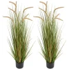 VEVOR Artificial Grass Plant, 2 Pack 47 inch Horsetail Reed Grass in Pot, Premium PVC Faux Fake Greenery Shrubs Plant for Indoor Outdoor House Home Garden Office Room Décor, Housewarming, Green