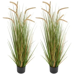 VEVOR Artificial Grass Plant, 2 Pack 47 inch Horsetail Reed Grass in Pot, Premium PVC Faux Fake Greenery Shrubs Plant for Indoor Outdoor House Home Garden Office Room Décor, Housewarming, Green