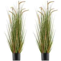 VEVOR Artificial Grass Plant, 2 Pack 47 inch Horsetail Reed Grass in Pot, Premium PVC Faux Fake Greenery Shrubs Plant for Indoor Outdoor House Home Garden Office Room Décor, Housewarming, Green