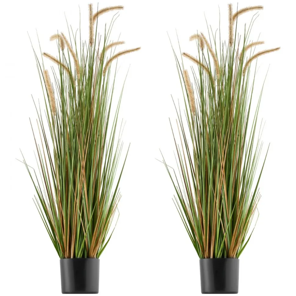 VEVOR Artificial Grass Plant, 2 Pack 47 inch Horsetail Reed Grass in Pot, Premium PVC Faux Fake Greenery Shrubs Plant for Indoor Outdoor House Home Garden Office Room Décor, Housewarming, Green