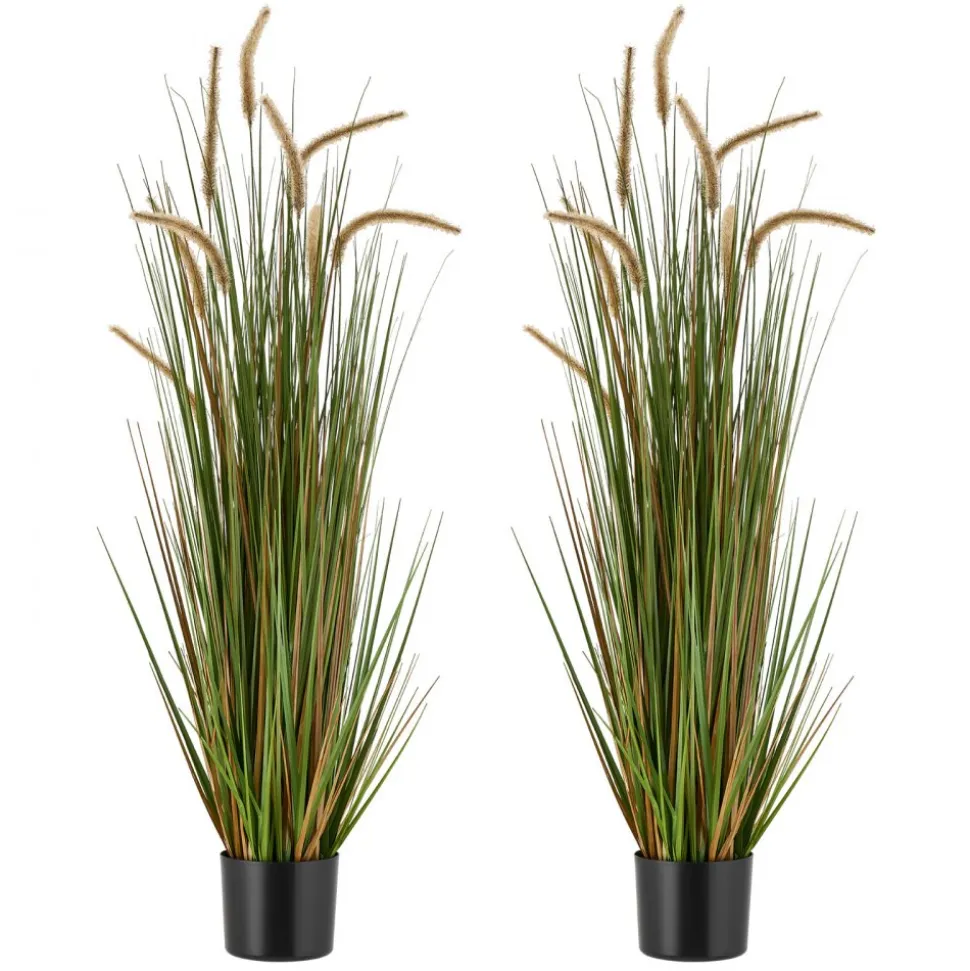 VEVOR Artificial Grass Plant, 2 Pack 47 inch Horsetail Reed Grass in Pot, Premium PVC Faux Fake Greenery Shrubs Plant for Indoor Outdoor House Home Garden Office Room Décor, Housewarming, Green