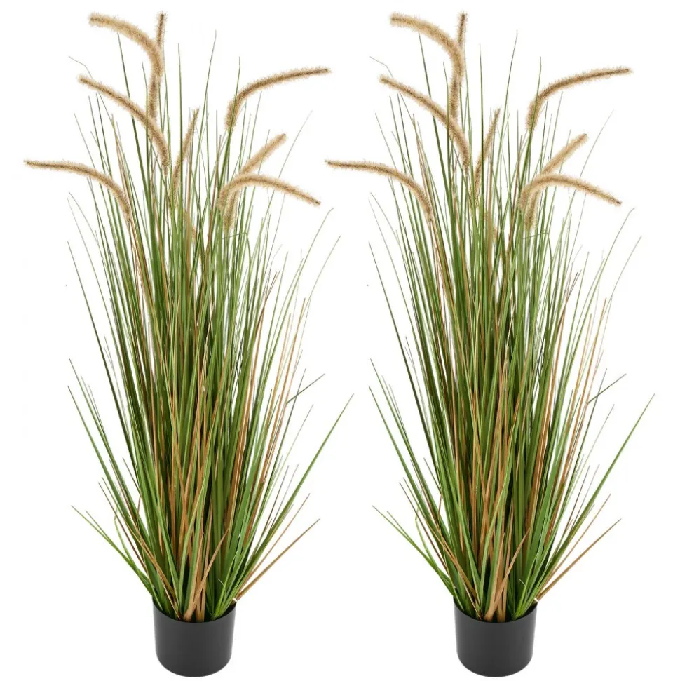VEVOR Artificial Grass Plant, 2 Pack 47 inch Horsetail Reed Grass in Pot, Premium PVC Faux Fake Greenery Shrubs Plant for Indoor Outdoor House Home Garden Office Room Décor, Housewarming, Green