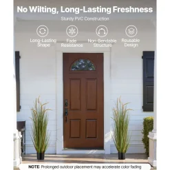 VEVOR Artificial Grass Plant, 2 Pack 47 inch Horsetail Reed Grass in Pot, Premium PVC Faux Fake Greenery Shrubs Plant for Indoor Outdoor House Home Garden Office Room Décor, Housewarming, Green