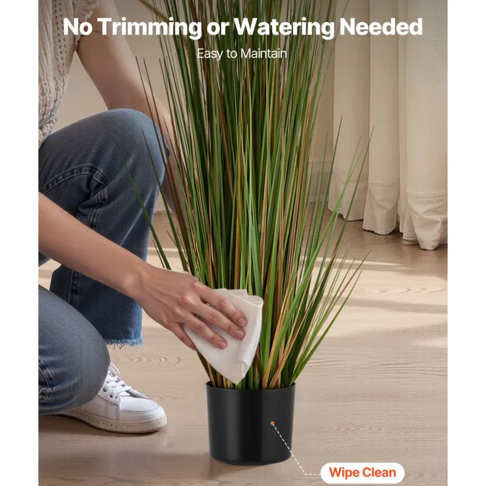 VEVOR Artificial Grass Plant, 2 Pack 47 inch Horsetail Reed Grass in Pot, Premium PVC Faux Fake Greenery Shrubs Plant for Indoor Outdoor House Home Garden Office Room Décor, Housewarming, Green