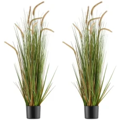 VEVOR Artificial Grass Plant, 2 Pack 47 inch Horsetail Reed Grass in Pot, Premium PVC Faux Fake Greenery Shrubs Plant for Indoor Outdoor House Home Garden Office Room Décor, Housewarming, Green