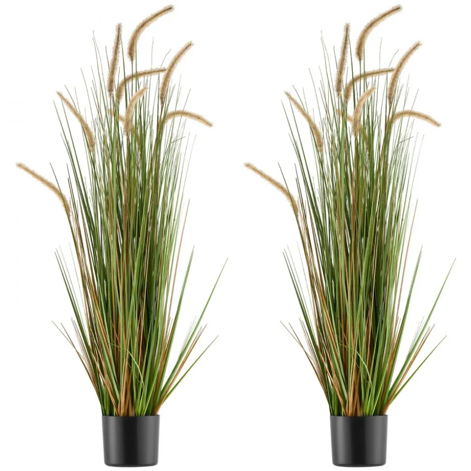 VEVOR Artificial Grass Plant, 2 Pack 47 inch Horsetail Reed Grass in Pot, Premium PVC Faux Fake Greenery Shrubs Plant for Indoor Outdoor House Home Garden Office Room Décor, Housewarming, Green
