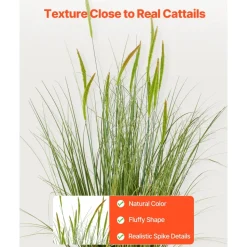 VEVOR Artificial Grass Plant, 2 Pack 59 inch Faux Reed Flower Grass in Pot, Premium PVC Fake Greenery Shrubs Plant for Indoor Outdoor House Home Garden Office Room Décor, Housewarming, Green