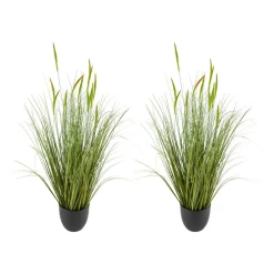 VEVOR Artificial Grass Plant, 2 Pack 59 inch Faux Reed Flower Grass in Pot, Premium PVC Fake Greenery Shrubs Plant for Indoor Outdoor House Home Garden Office Room Décor, Housewarming, Green