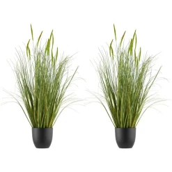 VEVOR Artificial Grass Plant, 2 Pack 59 inch Faux Reed Flower Grass in Pot, Premium PVC Fake Greenery Shrubs Plant for Indoor Outdoor House Home Garden Office Room Décor, Housewarming, Green