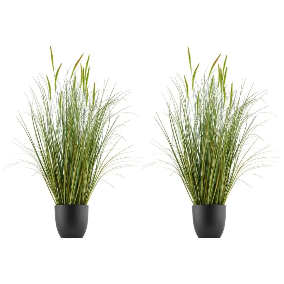 VEVOR Artificial Grass Plant, 2 Pack 59 inch Faux Reed Flower Grass in Pot, Premium PVC Fake Greenery Shrubs Plant for Indoor Outdoor House Home Garden Office Room Décor, Housewarming, Green