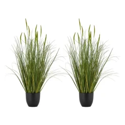 VEVOR Artificial Grass Plant, 2 Pack 59 inch Faux Reed Flower Grass in Pot, Premium PVC Fake Greenery Shrubs Plant for Indoor Outdoor House Home Garden Office Room Décor, Housewarming, Green