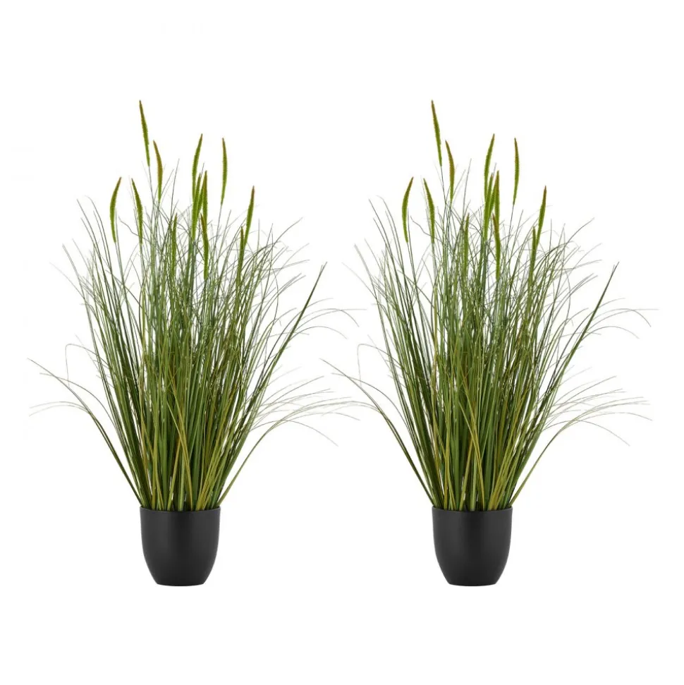 VEVOR Artificial Grass Plant, 2 Pack 59 inch Faux Reed Flower Grass in Pot, Premium PVC Fake Greenery Shrubs Plant for Indoor Outdoor House Home Garden Office Room Décor, Housewarming, Green
