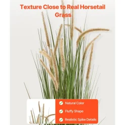 VEVOR Artificial Grass Plant, 2 Pack 59 inch Horsetail Reed Grass in Pot, Premium PVC Faux Fake Greenery Shrubs Plant for Indoor Outdoor House Home Garden Office Room Décor, Housewarming, Green