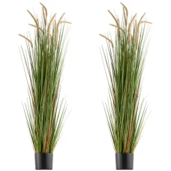 VEVOR Artificial Grass Plant, 2 Pack 59 inch Horsetail Reed Grass in Pot, Premium PVC Faux Fake Greenery Shrubs Plant for Indoor Outdoor House Home Garden Office Room Décor, Housewarming, Green