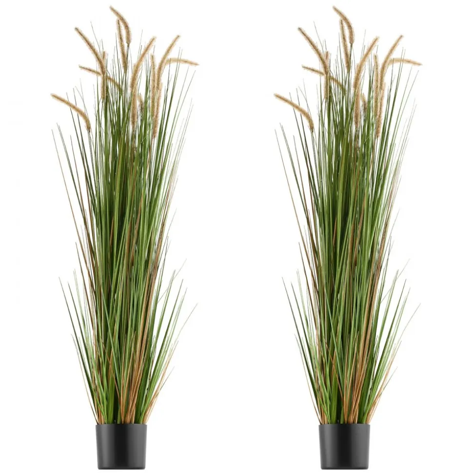 VEVOR Artificial Grass Plant, 2 Pack 59 inch Horsetail Reed Grass in Pot, Premium PVC Faux Fake Greenery Shrubs Plant for Indoor Outdoor House Home Garden Office Room Décor, Housewarming, Green