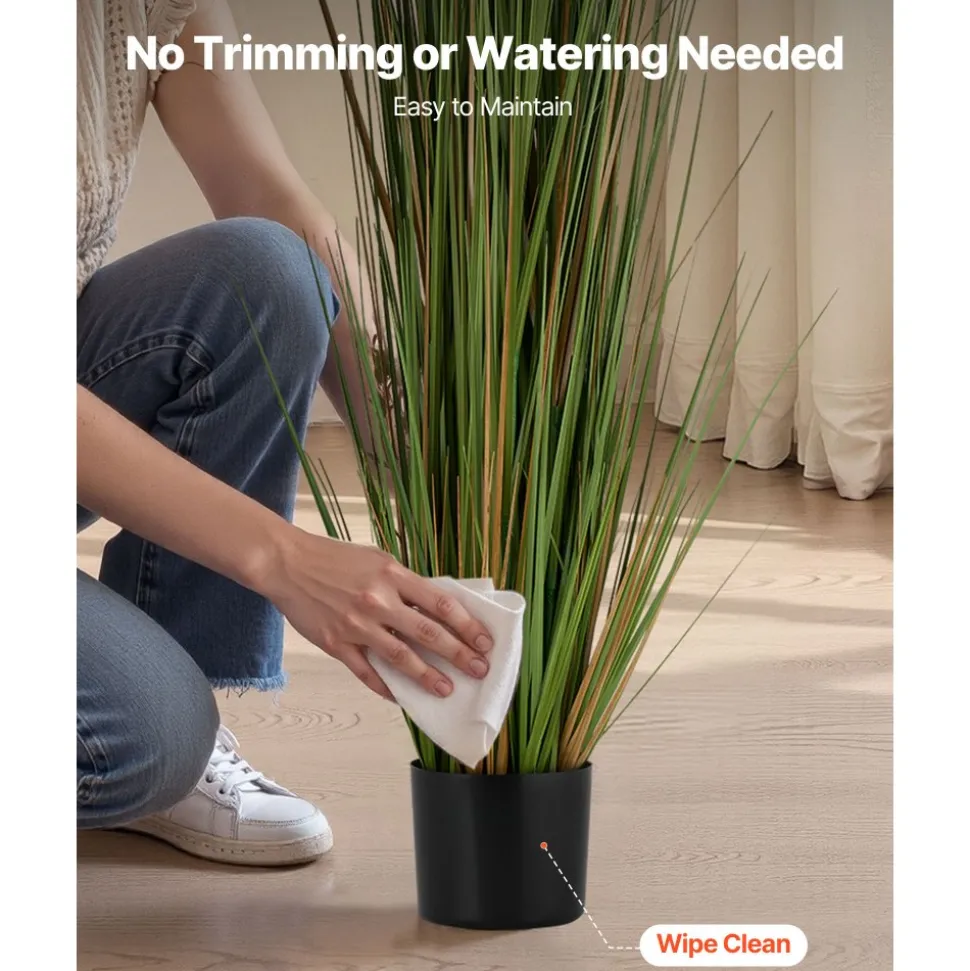 VEVOR Artificial Grass Plant, 2 Pack 59 inch Horsetail Reed Grass in Pot, Premium PVC Faux Fake Greenery Shrubs Plant for Indoor Outdoor House Home Garden Office Room Décor, Housewarming, Green
