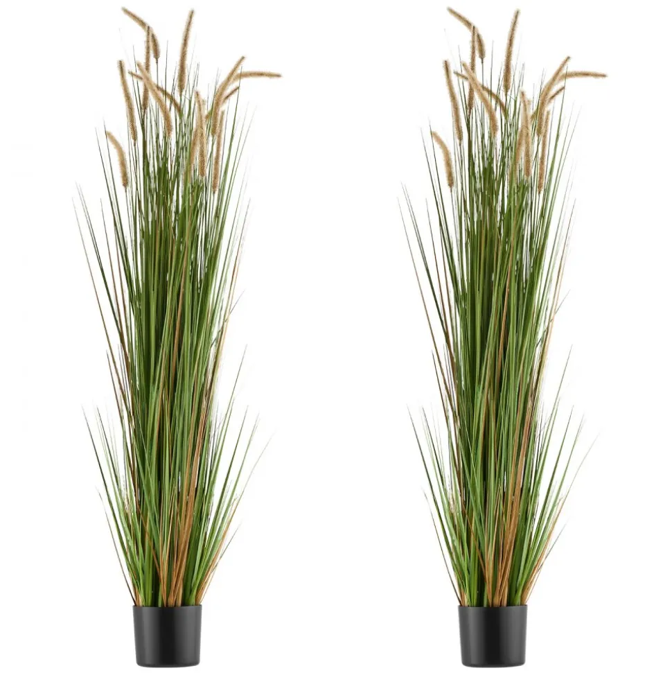 VEVOR Artificial Grass Plant, 2 Pack 59 inch Horsetail Reed Grass in Pot, Premium PVC Faux Fake Greenery Shrubs Plant for Indoor Outdoor House Home Garden Office Room Décor, Housewarming, Green