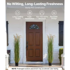 VEVOR Artificial Grass Plant, 2 Pack 59 inch Horsetail Reed Grass in Pot, Premium PVC Faux Fake Greenery Shrubs Plant for Indoor Outdoor House Home Garden Office Room Décor, Housewarming, Green