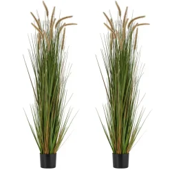 VEVOR Artificial Grass Plant, 2 Pack 59 inch Horsetail Reed Grass in Pot, Premium PVC Faux Fake Greenery Shrubs Plant for Indoor Outdoor House Home Garden Office Room Décor, Housewarming, Green